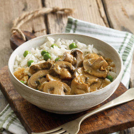 Mini Mushroom Stroganoff with Rice