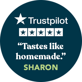 Five star Trust Pilot review from Sharon, Tastes like homemade.